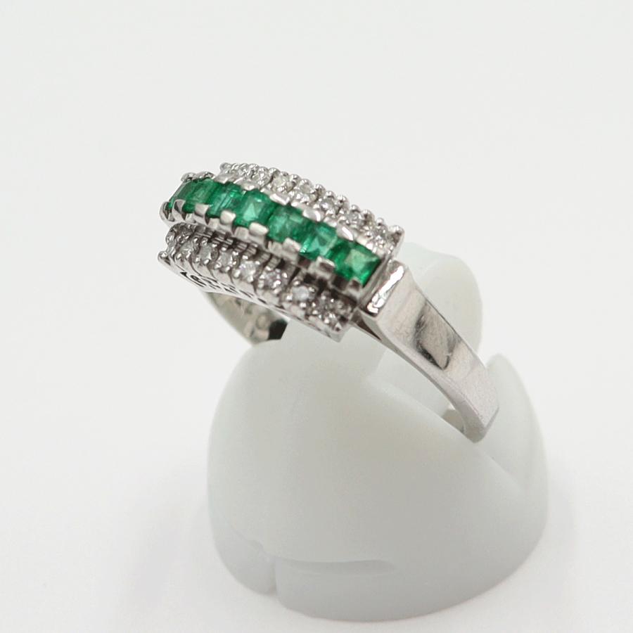 Pt900エメラルドリング　E0.40ct　D0.17ct　サイズ13号　重量5.47ｇ(石の重量含む)　レディース(中古)