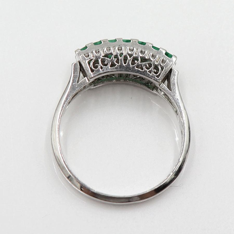 Pt900エメラルドリング　E0.40ct　D0.17ct　サイズ13号　重量5.47ｇ(石の重量含む)　レディース(中古)
