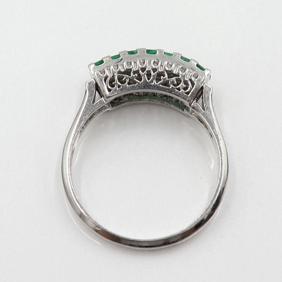 Pt900エメラルドリング　E0.40ct　D0.17ct　サイズ13号　重量5.47ｇ(石の重量含む)　レディース(中古)
