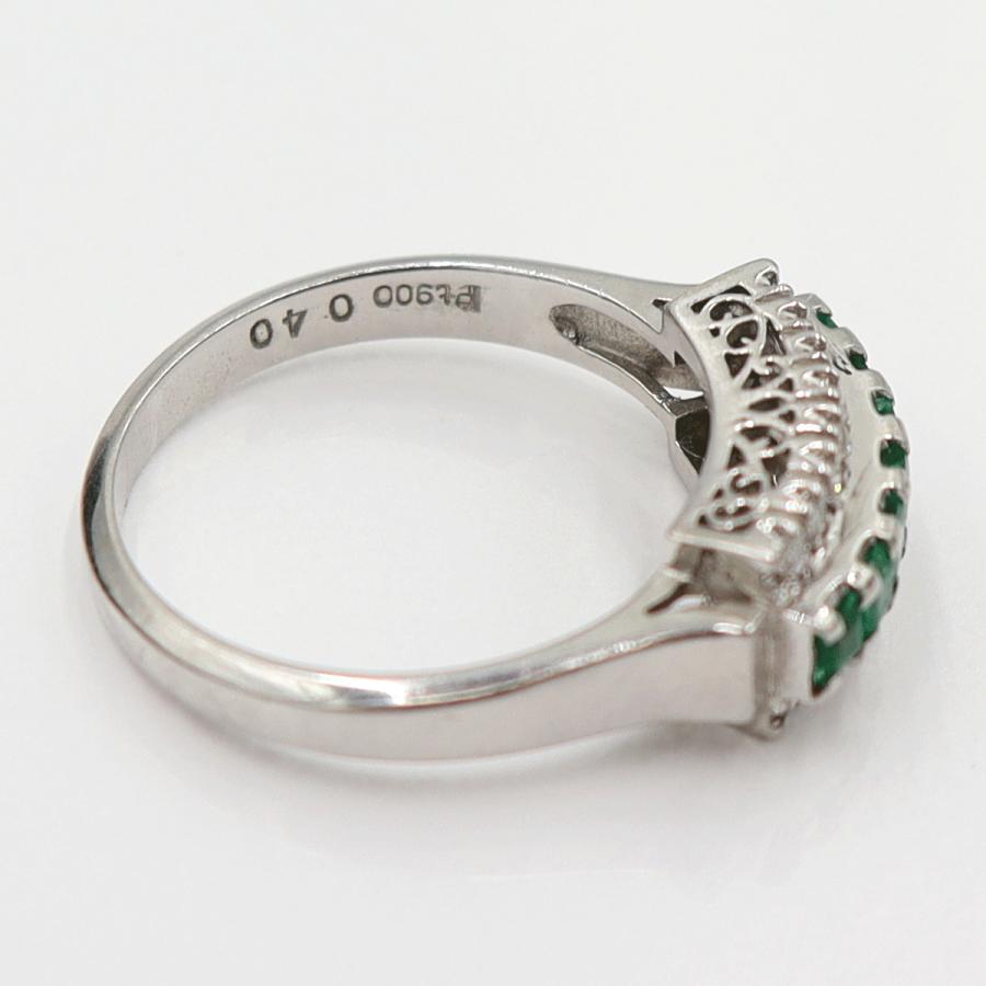 Pt900エメラルドリング　E0.40ct　D0.17ct　サイズ13号　重量5.47ｇ(石の重量含む)　レディース(中古)