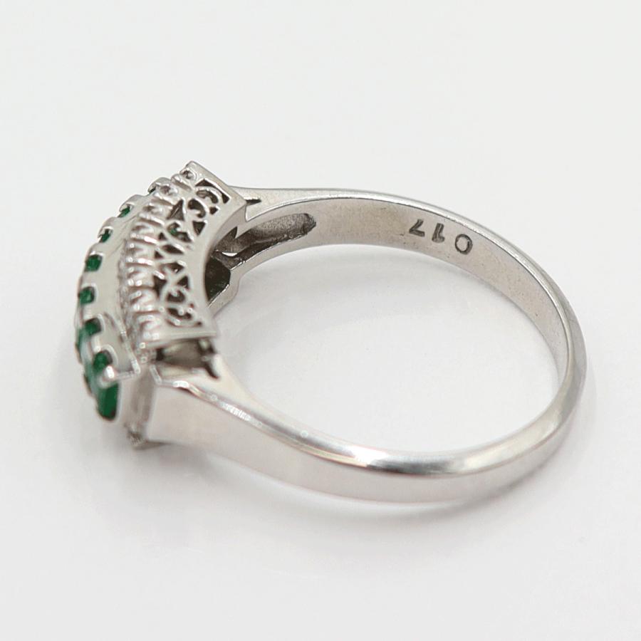 Pt900エメラルドリング　E0.40ct　D0.17ct　サイズ13号　重量5.47ｇ(石の重量含む)　レディース(中古)