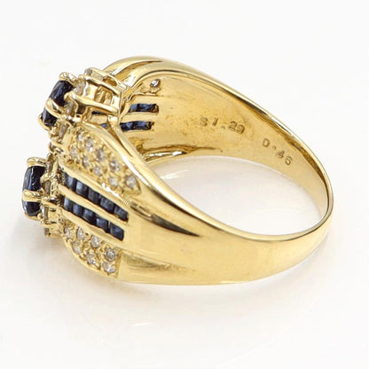 K18サファイアダイヤモンドリング　S1.29ct　D0.45ct　リングサイズ13号　重量7.17ｇ(石の重量含む)　レディース（中古）