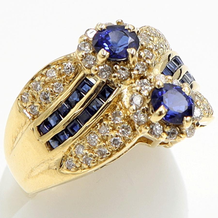 K18サファイアダイヤモンドリング　S1.29ct　D0.45ct　リングサイズ13号　重量7.17ｇ(石の重量含む)　レディース（中古）