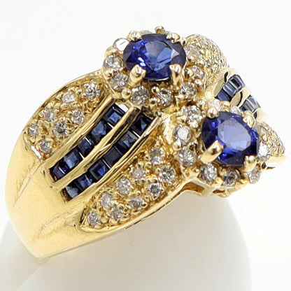 K18サファイアダイヤモンドリング　S1.29ct　D0.45ct　リングサイズ13号　重量7.17ｇ(石の重量含む)　レディース（中古）