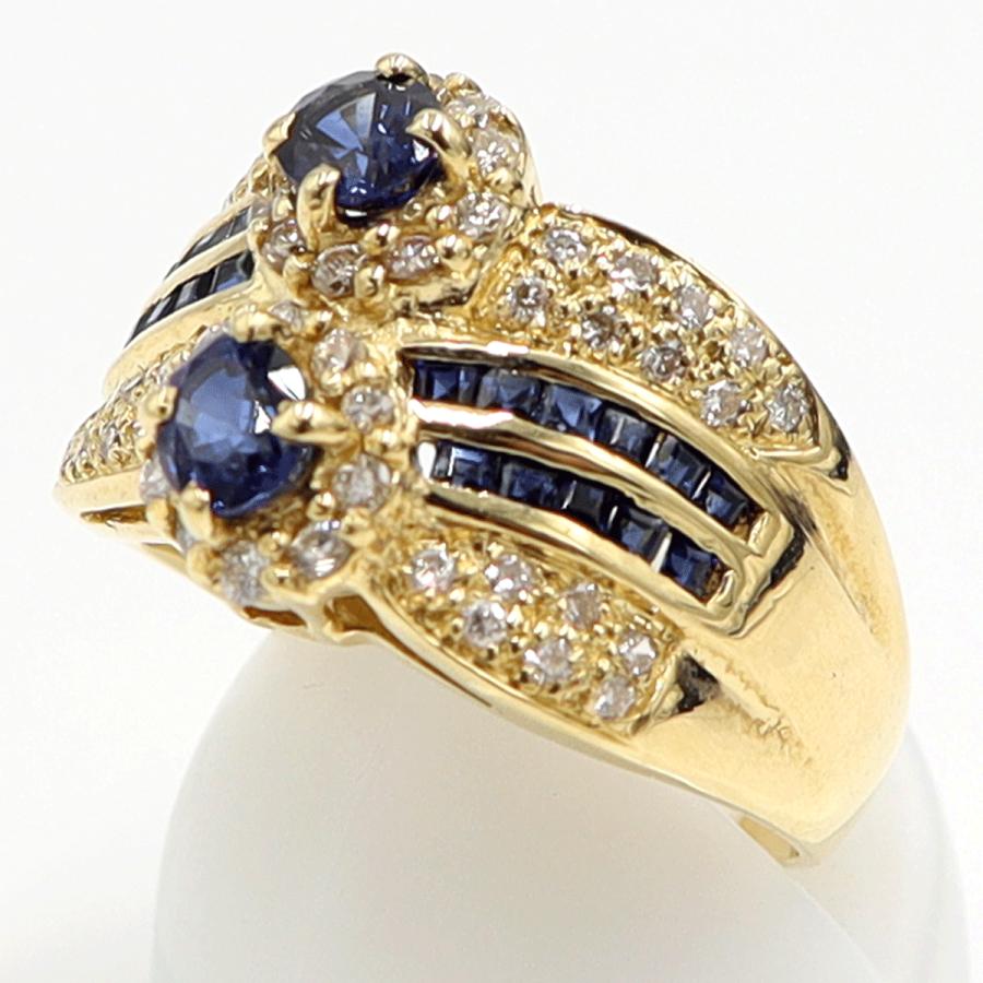 K18サファイアダイヤモンドリング　S1.29ct　D0.45ct　リングサイズ13号　重量7.17ｇ(石の重量含む)　レディース（中古）