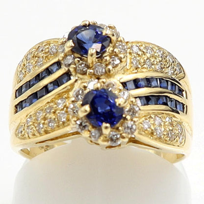 K18サファイアダイヤモンドリング　S1.29ct　D0.45ct　リングサイズ13号　重量7.17ｇ(石の重量含む)　レディース（中古）