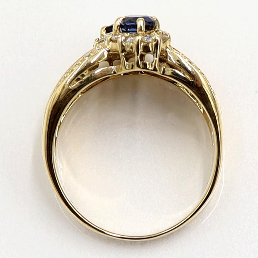 K18サファイアダイヤモンドリング　S1.29ct　D0.45ct　リングサイズ13号　重量7.17ｇ(石の重量含む)　レディース（中古）
