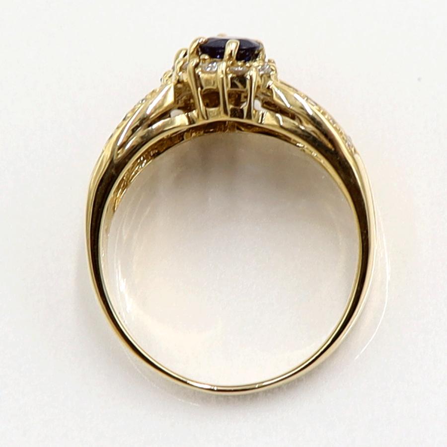 K18サファイアダイヤモンドリング　S1.29ct　D0.45ct　リングサイズ13号　重量7.17ｇ(石の重量含む)　レディース（中古）