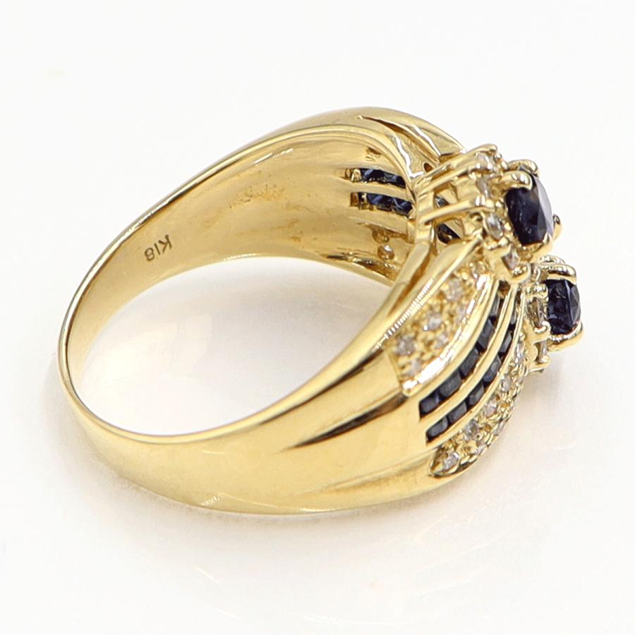 K18サファイアダイヤモンドリング　S1.29ct　D0.45ct　リングサイズ13号　重量7.17ｇ(石の重量含む)　レディース（中古）