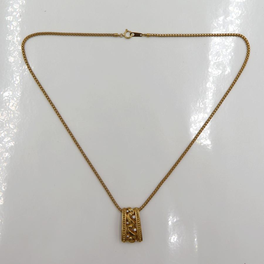 ランバン(LANVIN)750ダイヤモンドネックレス　D0.09ct　ネックレス長さ44cm　重量12.16ｇ(石の重量含む)　レディース（中古）