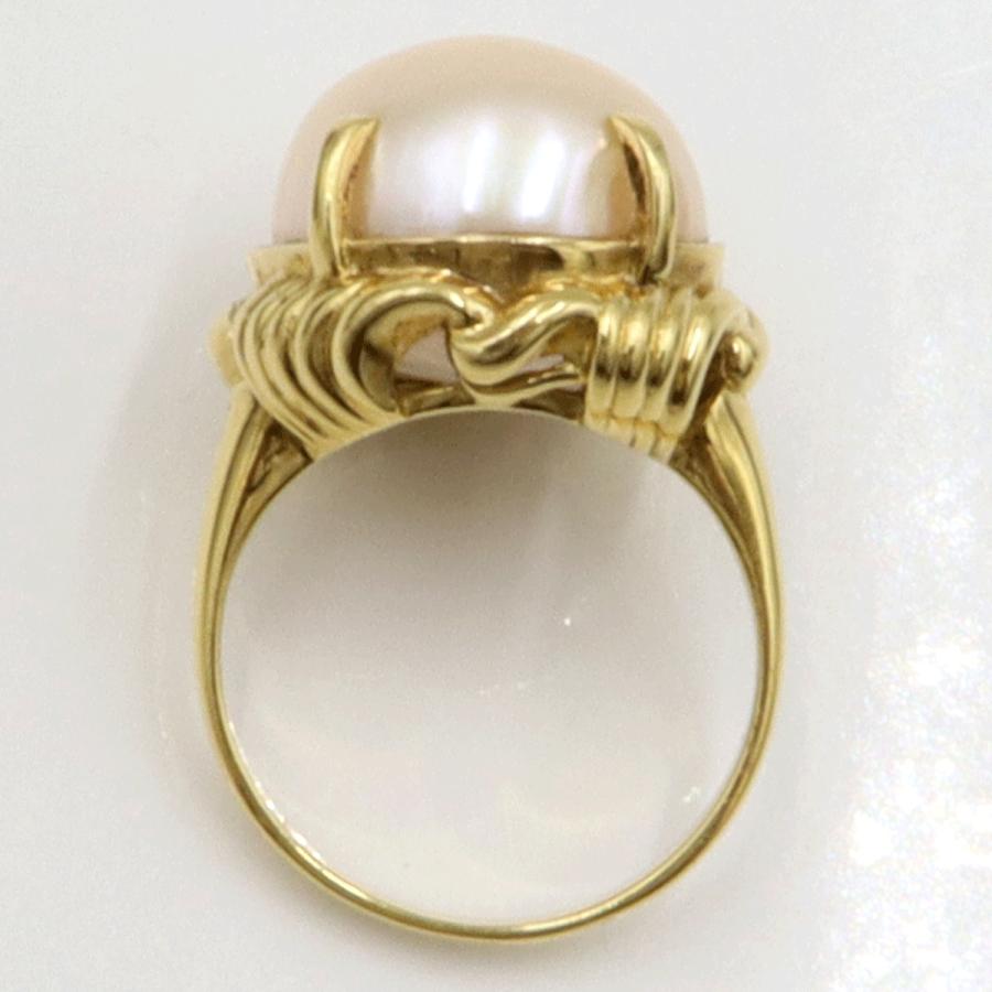 K18マペパールリング　リングサイズ14号　重量9.84ｇ(石の重量を含む)（中古）