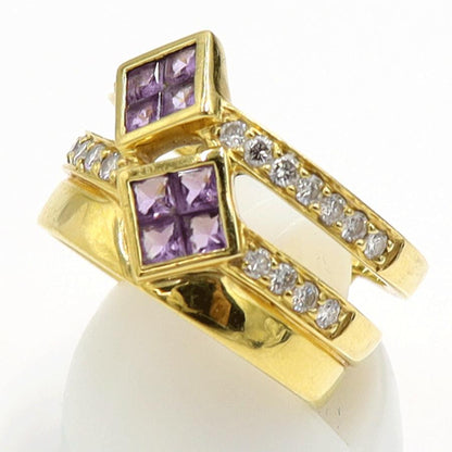 K18アメジストダイヤモンドリング　A0.48ct　D0.50ct　リングサイズ14号　重量9.32ｇ(石の重量含む)　レディース（中古）