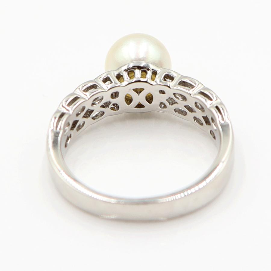 Pt900パールダイヤリング　8mm　D0.05ct　サイズ13号　重量6.59ｇ(石の重量含む)(中古)