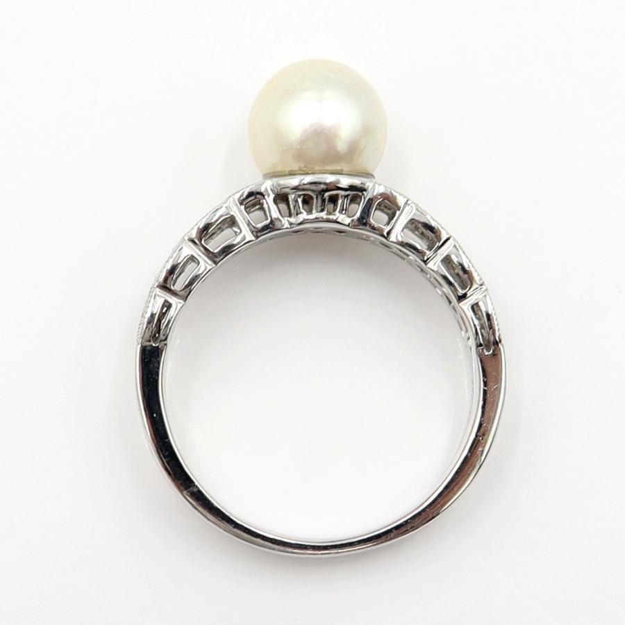 Pt900パールダイヤリング　8mm　D0.05ct　サイズ13号　重量6.59ｇ(石の重量含む)(中古)