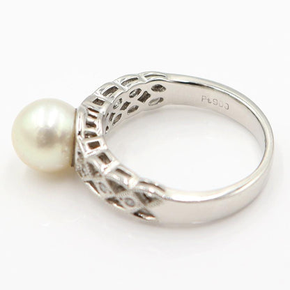 Pt900パールダイヤリング　8mm　D0.05ct　サイズ13号　重量6.59ｇ(石の重量含む)(中古)