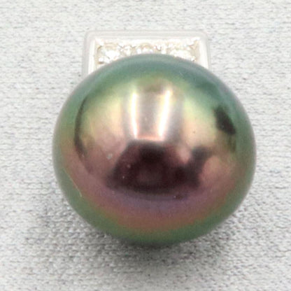 Pt900黒蝶真珠ダイヤモンドペンダントトップ　P12.5mm　D0.14ct　重量5.42ｇ(石の重量含む)（中古）