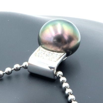 Pt900黒蝶真珠ダイヤモンドペンダントトップ　P12.5mm　D0.14ct　重量5.42ｇ(石の重量含む)（中古）