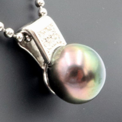 Pt900黒蝶真珠ダイヤモンドペンダントトップ　P12.5mm　D0.14ct　重量5.42ｇ(石の重量含む)（中古）