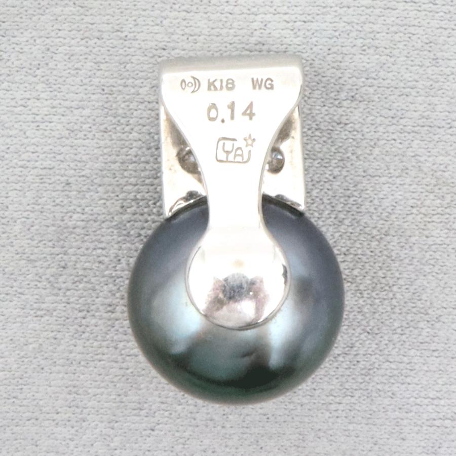 Pt900黒蝶真珠ダイヤモンドペンダントトップ　P12.5mm　D0.14ct　重量5.42ｇ(石の重量含む)（中古）