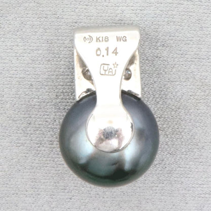 Pt900黒蝶真珠ダイヤモンドペンダントトップ　P12.5mm　D0.14ct　重量5.42ｇ(石の重量含む)（中古）