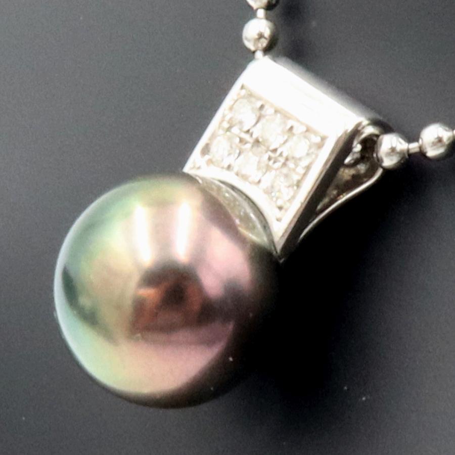 Pt900黒蝶真珠ダイヤモンドペンダントトップ　P12.5mm　D0.14ct　重量5.42ｇ(石の重量含む)（中古）