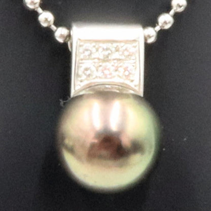 Pt900黒蝶真珠ダイヤモンドペンダントトップ　P12.5mm　D0.14ct　重量5.42ｇ(石の重量含む)（中古）