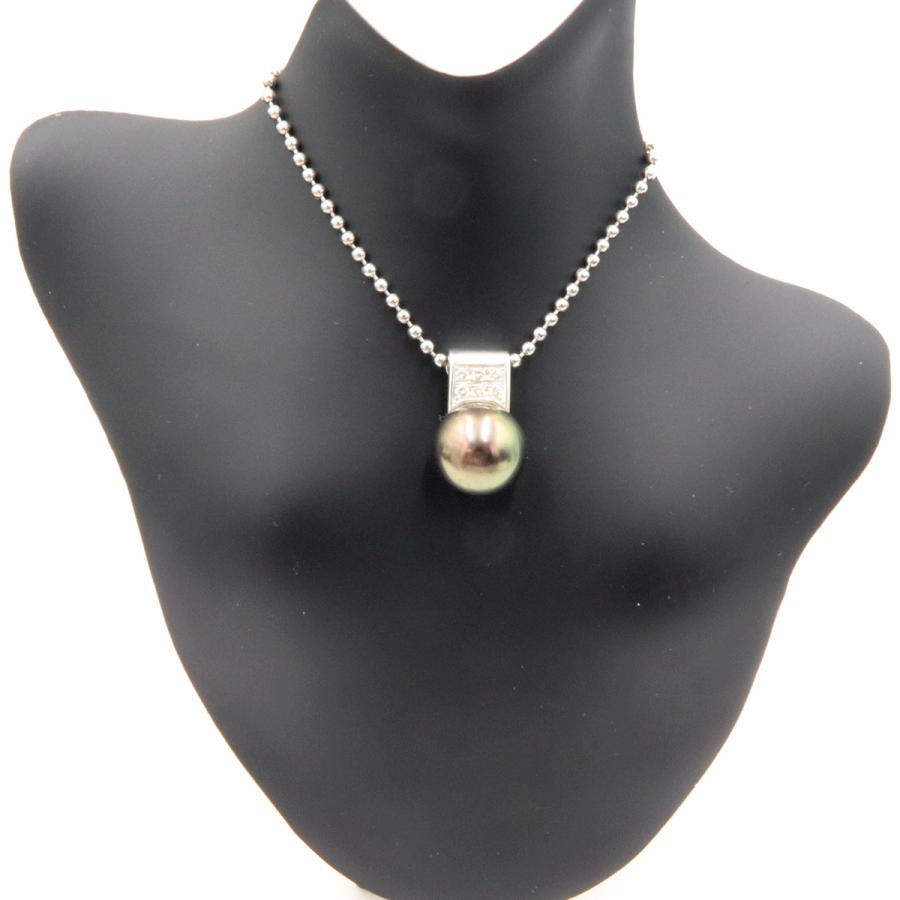 Pt900黒蝶真珠ダイヤモンドペンダントトップ　P12.5mm　D0.14ct　重量5.42ｇ(石の重量含む)（中古）