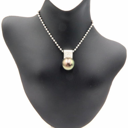 Pt900黒蝶真珠ダイヤモンドペンダントトップ　P12.5mm　D0.14ct　重量5.42ｇ(石の重量含む)（中古）