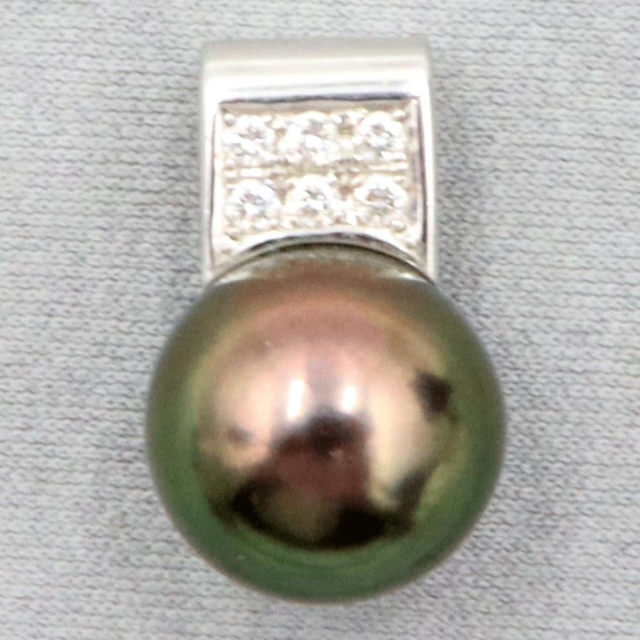 Pt900黒蝶真珠ダイヤモンドペンダントトップ　P12.5mm　D0.14ct　重量5.42ｇ(石の重量含む)（中古）