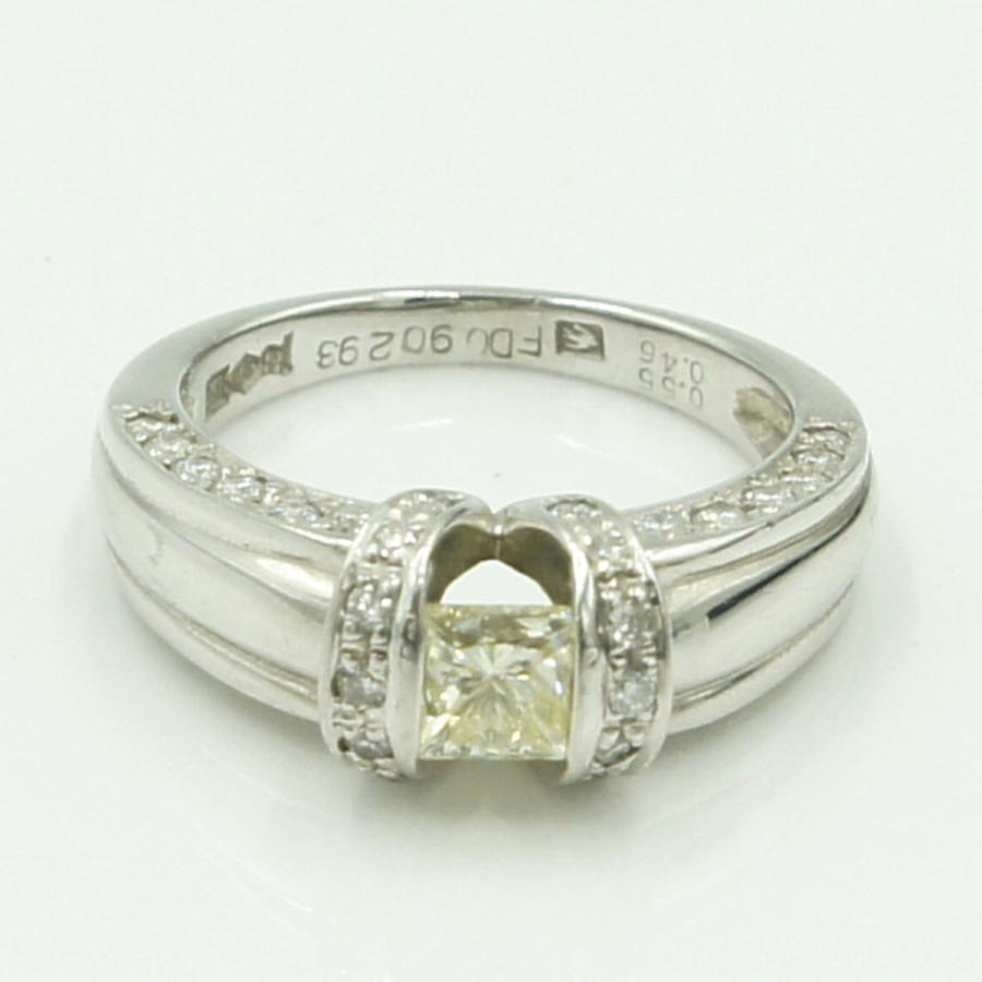 Pt900ダイヤモンドリング　D0.55ct　D0.46ct　リングサイズ12号　重量8.30ｇ(石の重量含む)（中古）