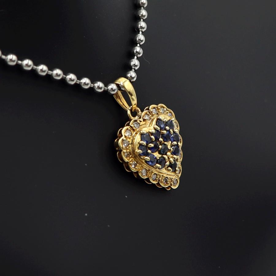 K18サファイアペンダントトップ　S0.50ct　D0.12ct　重量1.60ｇ(石の重量含む)　レディース(中古)