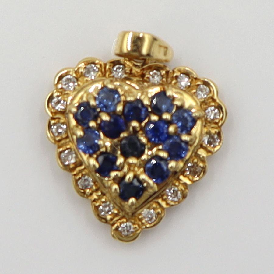 K18サファイアペンダントトップ　S0.50ct　D0.12ct　重量1.60ｇ(石の重量含む)　レディース(中古)