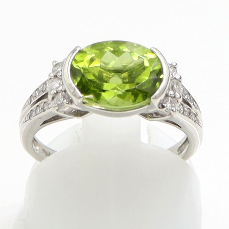 Pt900ペリドットダイヤモンドリング　PD3.20ct　D0.22ct　リングサイズ14号　重量5.74ｇ(石の重量含む)　レディース（中古）