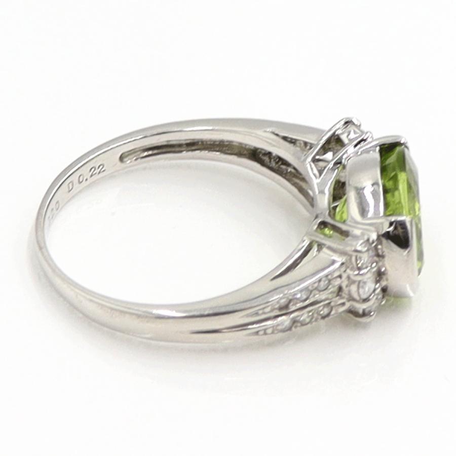 Pt900ペリドットダイヤモンドリング　PD3.20ct　D0.22ct　リングサイズ14号　重量5.74ｇ(石の重量含む)　レディース（中古）