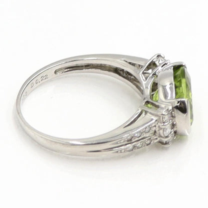 Pt900ペリドットダイヤモンドリング　PD3.20ct　D0.22ct　リングサイズ14号　重量5.74ｇ(石の重量含む)　レディース（中古）