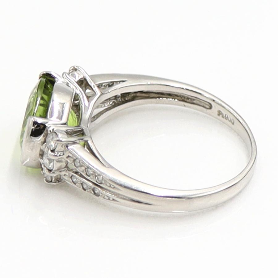 Pt900ペリドットダイヤモンドリング　PD3.20ct　D0.22ct　リングサイズ14号　重量5.74ｇ(石の重量含む)　レディース（中古）