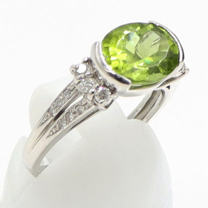 Pt900ペリドットダイヤモンドリング　PD3.20ct　D0.22ct　リングサイズ14号　重量5.74ｇ(石の重量含む)　レディース（中古）