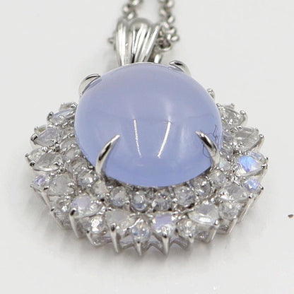 K18WGカルセドニーネックレス　C12.00ct　ネックレス長さ39cm　重量9.86ｇ(石の重量含む) レディース(中古)