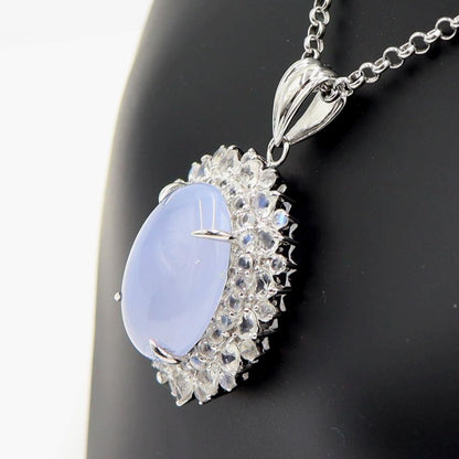 K18WGカルセドニーネックレス　C12.00ct　ネックレス長さ39cm　重量9.86ｇ(石の重量含む) レディース(中古)