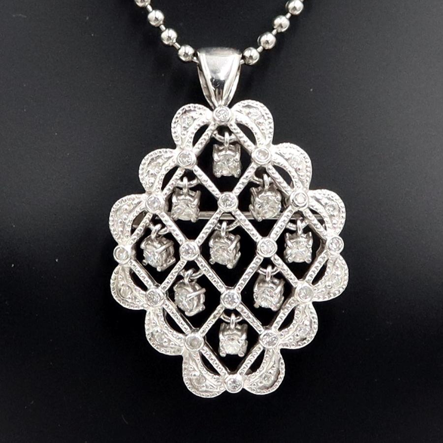 Pt900ダイヤモンドペンダントブローチ　D1.00ct　重量13.0ｇ(石の重量含む)（中古）
