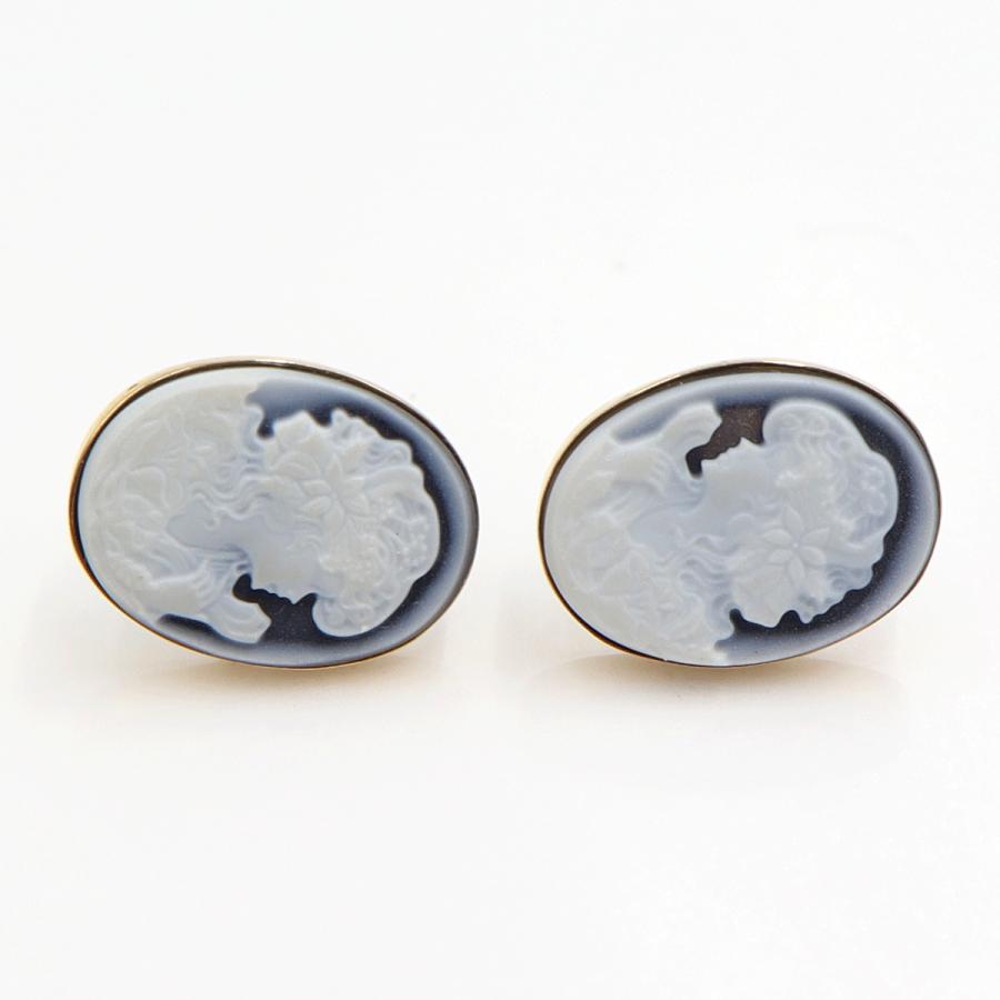 K18/K10メノウカメオピアス　重量3.17ｇ(両耳・総重量)　（中古）