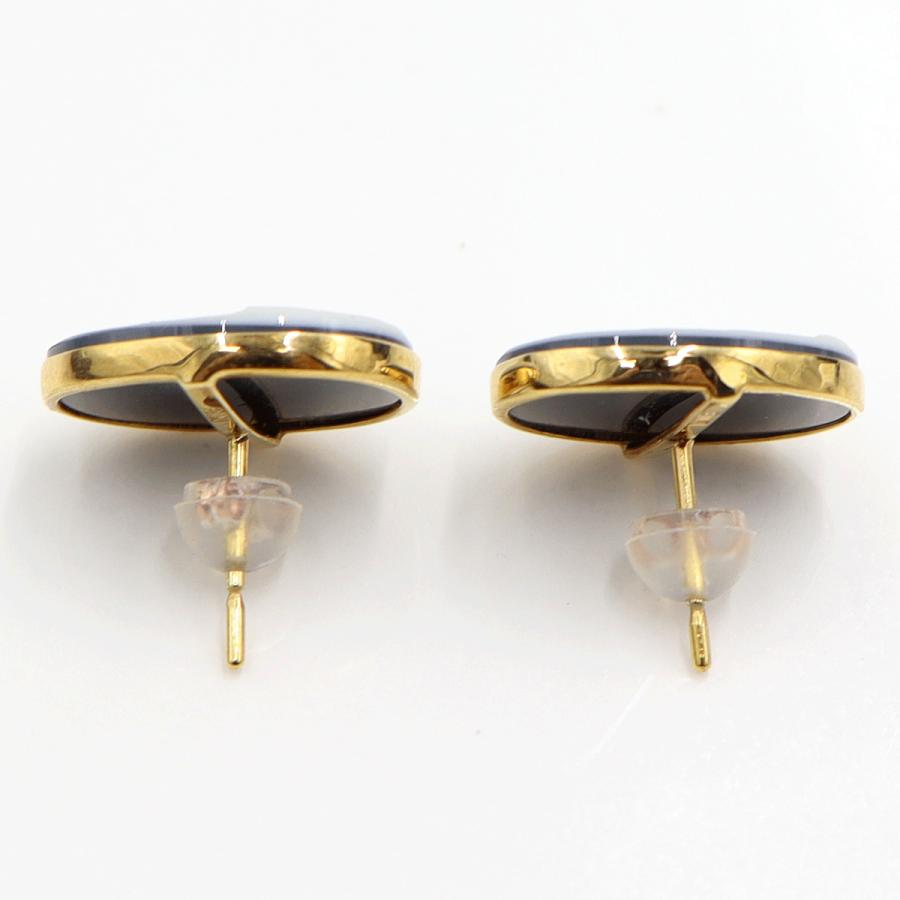 K18/K10メノウカメオピアス　重量3.17ｇ(両耳・総重量)　（中古）