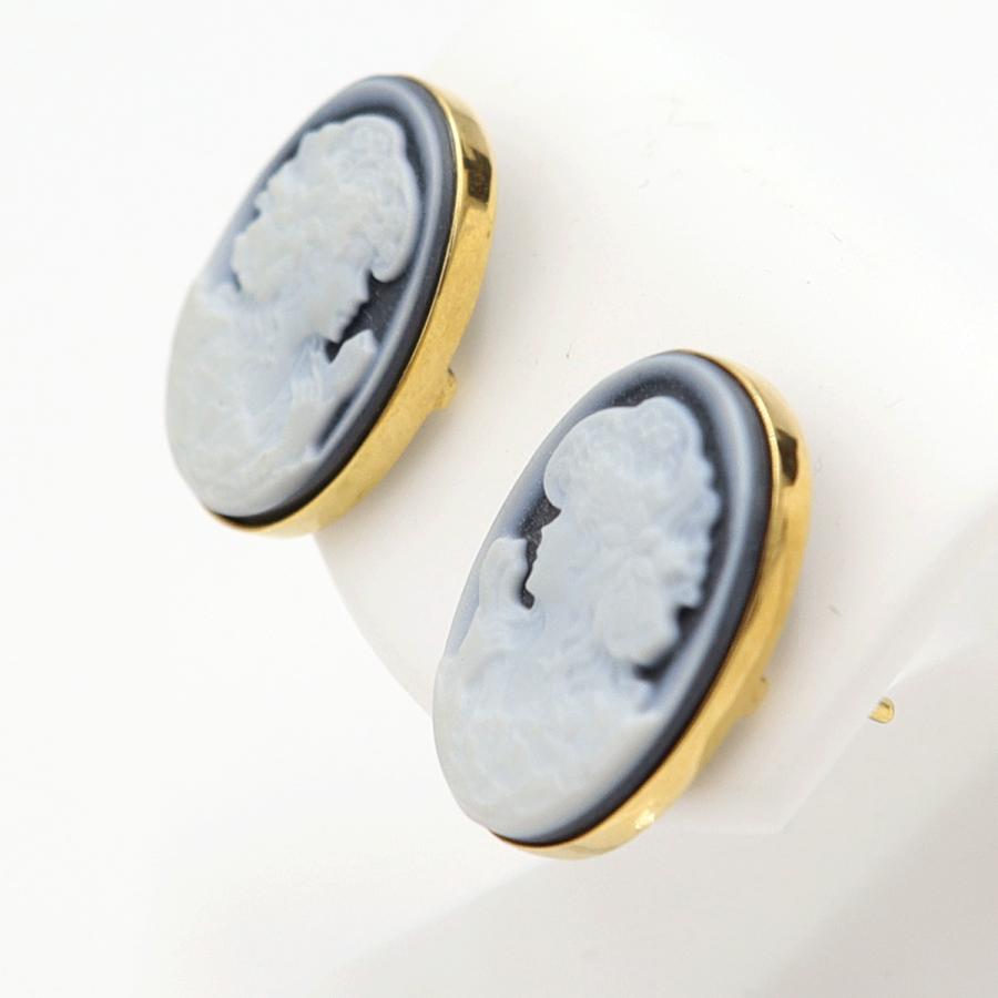 K18/K10メノウカメオピアス　重量3.17ｇ(両耳・総重量)　（中古）