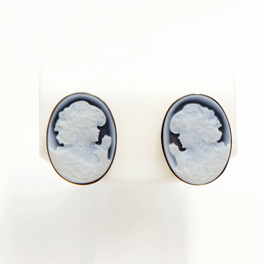 K18/K10メノウカメオピアス　重量3.17ｇ(両耳・総重量)　（中古）