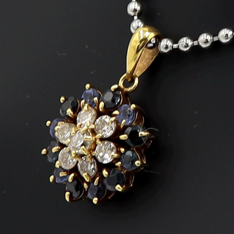 K18サファイアダイヤモンドペンダントトップ　D0.54ct　重量2.35ｇ(石の重量含む)　レディース（中古）