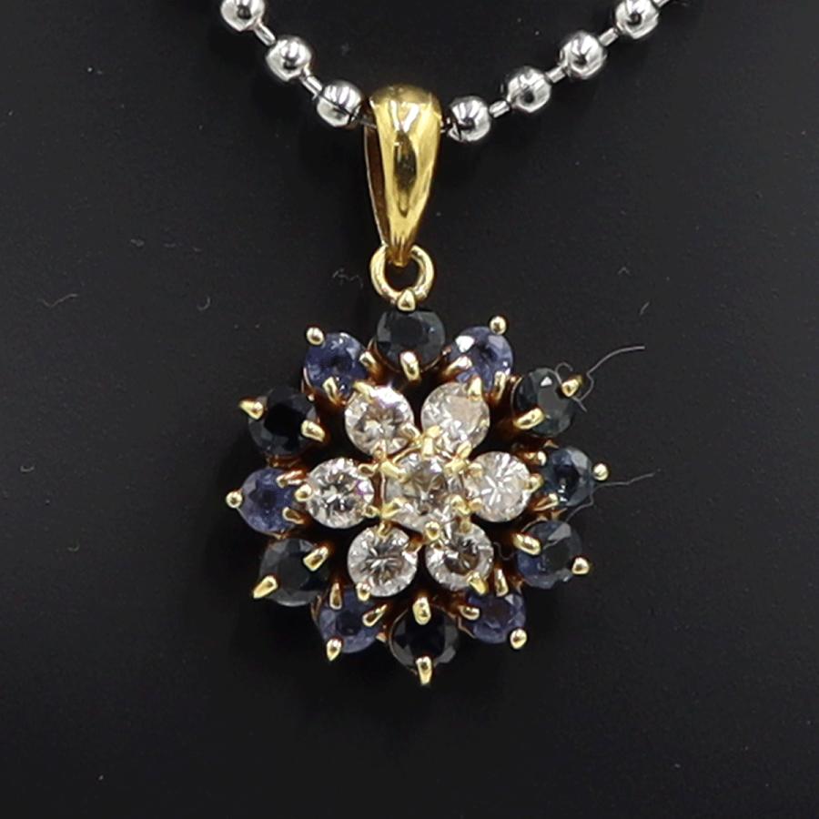 K18サファイアダイヤモンドペンダントトップ　D0.54ct　重量2.35ｇ(石の重量含む)　レディース（中古）