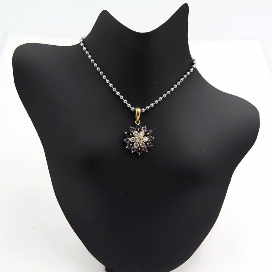 K18サファイアダイヤモンドペンダントトップ　D0.54ct　重量2.35ｇ(石の重量含む)　レディース（中古）