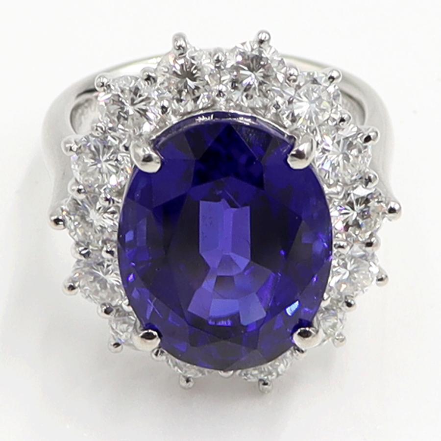 Pt900タンザナイトダイヤモンドリング　T13.57ct　D2.90ct　リングサイズ14号　重量16.74ｇ(石の重量含む)　レディース（中古）