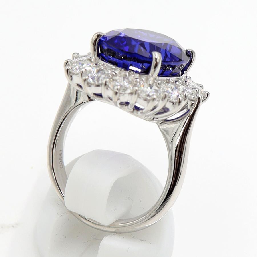 Pt900タンザナイトダイヤモンドリング　T13.57ct　D2.90ct　リングサイズ14号　重量16.74ｇ(石の重量含む)　レディース（中古）