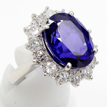 Pt900タンザナイトダイヤモンドリング　T13.57ct　D2.90ct　リングサイズ14号　重量16.74ｇ(石の重量含む)　レディース（中古）